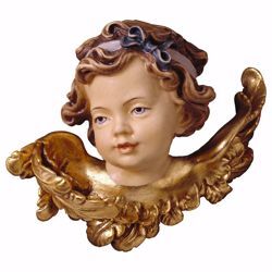 Imagen de Cabeza de ángel con foque derecho cm 7 (2,8 inch) Escultura en madera Val Gardena pintada al óleo