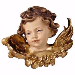 Imagen de Cabeza de ángel sin foque derecho cm 7 (2,8 inch) Escultura en madera Val Gardena pintada al óleo