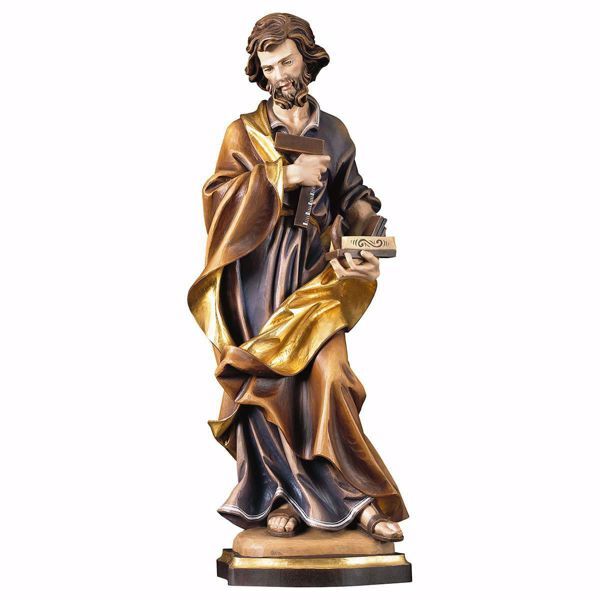 Immagine di Statua San Giuseppe Carpentiere cm 10 (3,9 inch) dipinta ad olio in legno Val Gardena