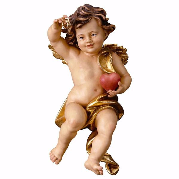 Picture of Putto Cherub Angel of the Wedding cm 10 (3,9 inch) Val Gardena wooden Sculpture painted with oil colours