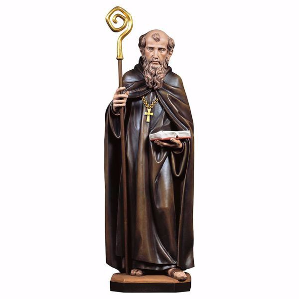 Immagine di Statua San Benedetto da Norcia cm 100 (39,4 inch) dipinta ad olio in legno Val Gardena