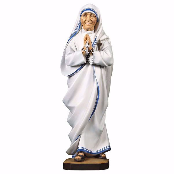 Immagine di Statua Santa Madre Teresa di Calcutta cm 100 (39,4 inch) dipinta ad olio in legno Val Gardena