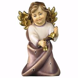 Picture of Guardian Angel with Bells cm 9 (3,5 inch) Val Gardena wooden Sculpture painted with oil colours