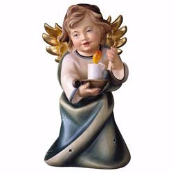 Picture of Guardian Angel with candle cm 9 (3,5 inch) Val Gardena wooden Sculpture painted with oil colours
