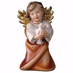 Picture of Guardian Angel with dove cm 9 (3,5 inch) Val Gardena wooden Sculpture painted with oil colours
