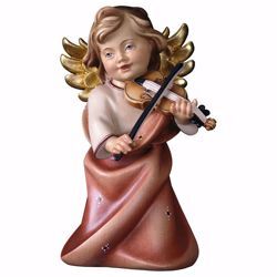 Picture of Guardian Angel with violin cm 9 (3,5 inch) Val Gardena wooden Sculpture painted with oil colours