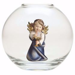 Picture of Guardian Angel with chalice in a Glass Ball Diam. cm 13 (5,1 inch) Val Gardena wooden Sculpture painted with oil colours