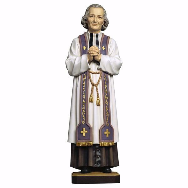 Picture of Saint John Vianney parish priest of Ars wooden Statue cm 12 (4,7 inch) painted with oil colours Val Gardena