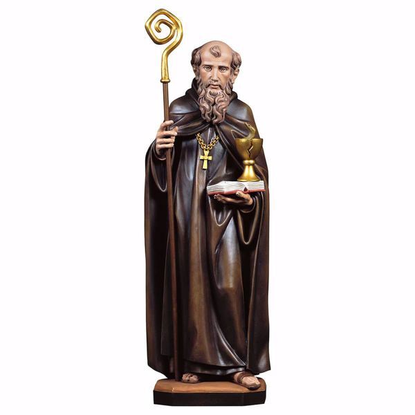 Picture of Saint Benedict of Nursia with chalice and snake wooden Statue cm 12 (4,7 inch) painted with oil colours Val Gardena