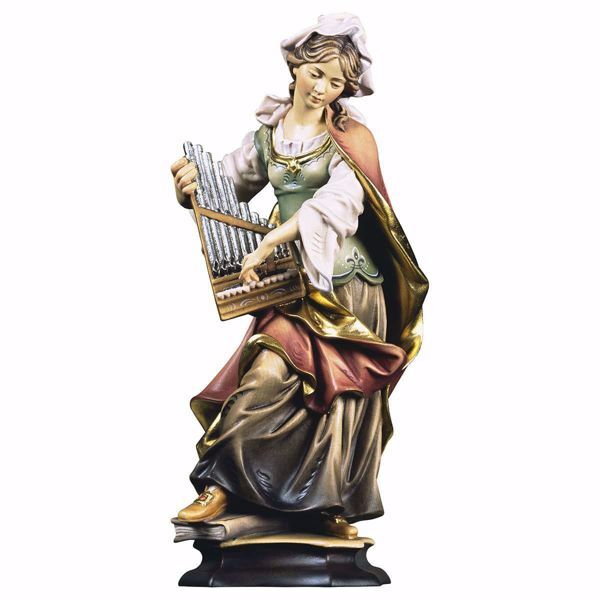 Immagine di Statua Santa Cecilia da Roma con organo cm 125 (49,2 inch) dipinta ad olio in legno Val Gardena