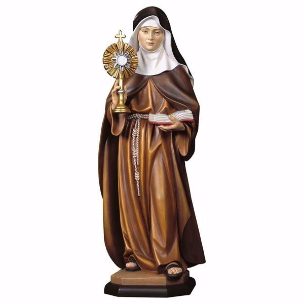 Immagine di Statua Santa Chiara d´Assisi con ostensorio cm 140 (55,1 inch) dipinta ad olio in legno Val Gardena