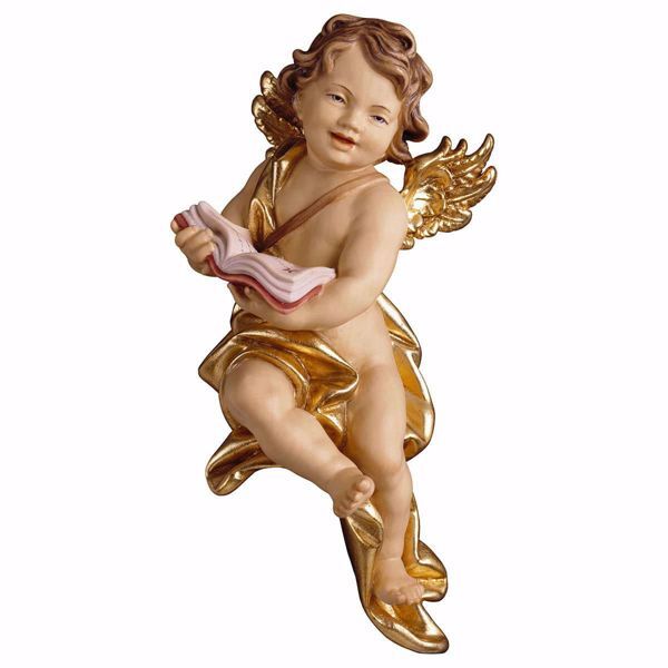 Imagen de Amorcillo con libro 15 cm Estatua madera de pared colores al óleo