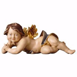 Picture of Putto Cherub Angel lying right cm 15 (5,9 inch) Val Gardena wooden Sculpture painted with oil colours