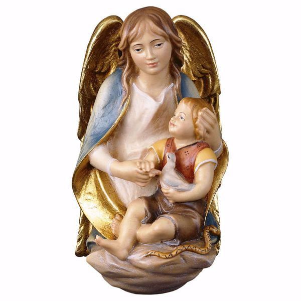 Picture of Protector Angel with Child cm 15 (5,9 inch) Val Gardena wooden Wall Sculpture painted with oil colours