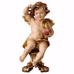 Picture of Putto Cherub Angel of the Wedding on pedestal cm 15 (5,9 inch) Val Gardena wooden Sculpture painted with oil colours