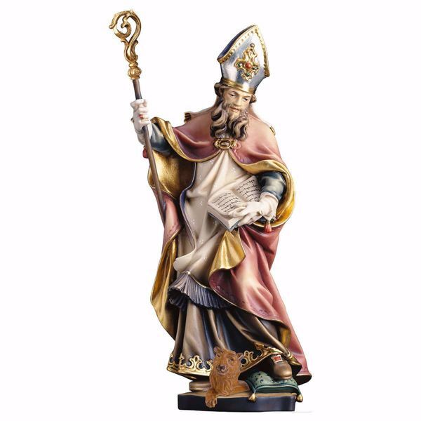 Picture of Saint Corbinian with bear wooden Statue cm 15 (5,9 inch) painted with oil colours Val Gardena