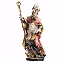 Immagine di Statua San Goffredo da Amiens con cane cm 15 (5,9 inch) dipinta ad olio in legno Val Gardena
