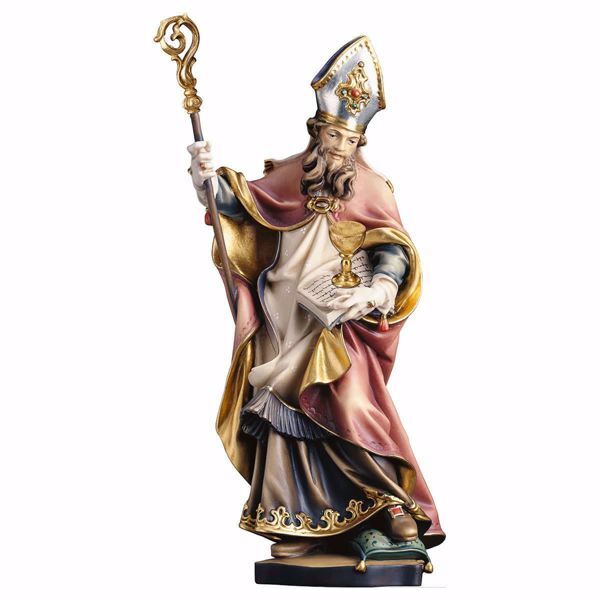 Immagine di Statua San Riccardo con calice cm 15 (5,9 inch) dipinta ad olio in legno Val Gardena