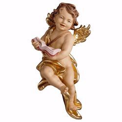 Picture of Putto Cherub Angel with book cm 20 (7,9 inch) Val Gardena wooden Sculpture painted with oil colours