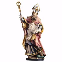 Immagine di Statua San Vitale con giglio cm 15 (5,9 inch) dipinta ad olio in legno Val Gardena