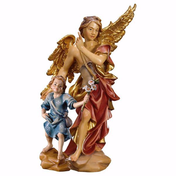 Picture of Angel with boy 12 cm (4,7 inch) oil painted wood statue