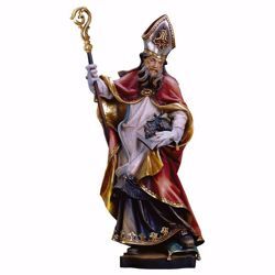 Immagine di Statua Sant' Urbano con uva cm 15 (5,9 inch) dipinta ad olio in legno Val Gardena