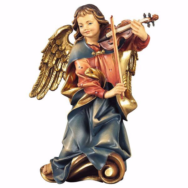 Immagine di Angelo musicante con violino 35 cm legno colori a olio
