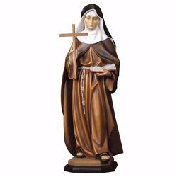 Immagine di Statua Santa Angela da Foligno con croce cm 180 (70,9 inch) dipinta ad olio in legno Val Gardena
