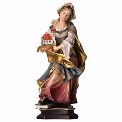 Immagine di Statua Santa Adelaide da Borgogna con chiesa cm 20 (7,9 inch) dipinta ad olio in legno Val Gardena