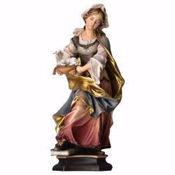 Immagine di Statua Santa Agnese da Roma con agnello cm 20 (7,9 inch) dipinta ad olio in legno Val Gardena