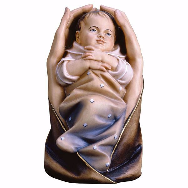 Imagen de Manos protectoras Neonato Bebé cm 6 (2,4 inch) Escultura en madera Val Gardena pintada al óleo