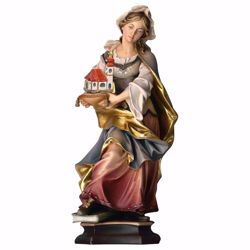 Immagine di Statua Santa Edvige di Andechs Slesia con chiesa cm 20 (7,9 inch) dipinta ad olio in legno Val Gardena