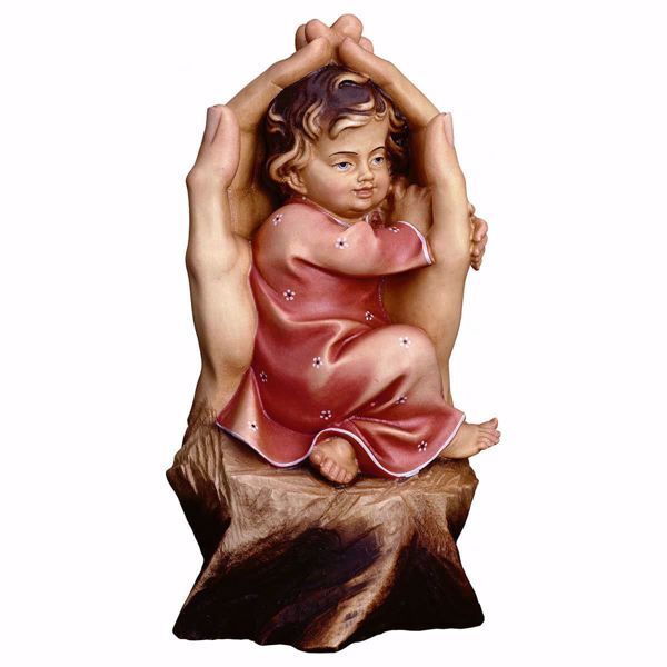 Immagine di Mani protettrici Bimba 12 cm Statua legno colori a olio