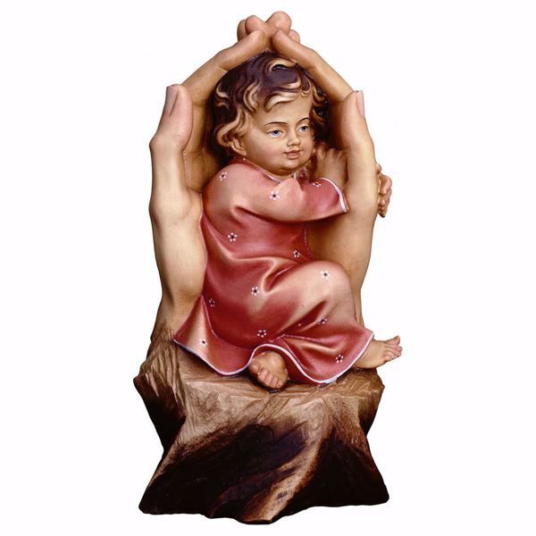 Immagine di Mani protettrici Bimba cm 16 (6,3 inch) Scultura in legno Val Gardena dipinta ad olio