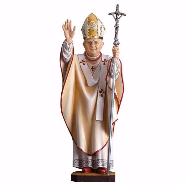 Picture of Pope Benedict XVI cm 62 (24,4 inch) wooden Statue painted with oil colours Val Gardena
