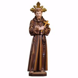 Picture of Saint Francis of Assisi with Cross and Aureole wooden Statue cm 23 (9,1 inch) painted with oil colours Val Gardena