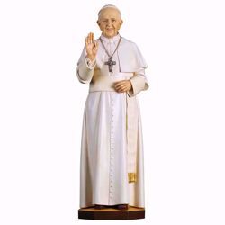 Immagine di Papa Francesco cm 180 (70,9 inch) Statua dipinta ad olio in legno Val Gardena