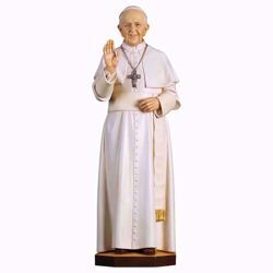 Immagine di Papa Francesco cm 30 (11,8 inch) Statua dipinta ad olio in legno Val Gardena