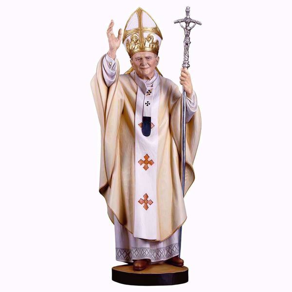 Immagine di Santo Papa Giovanni Paolo II cm 180 (70,9 inch) Statua dipinta ad olio in legno Val Gardena