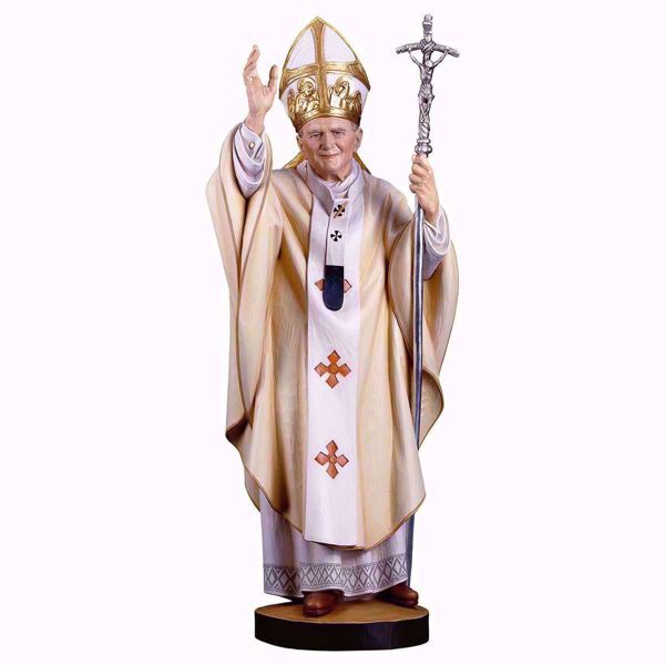 Imagen de Santo Papa Juan Pablo II cm 21 (8,3 inch) Estatua pintada al óleo en madera Val Gardena