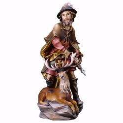 Picture of Saint Humbert with deer wooden Statue cm 25 (9,8 inch) painted with oil colours Val Gardena