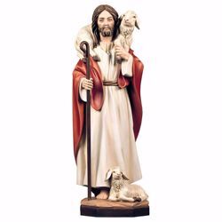 Immagine di Gesù Cristo il Buon Pastore cm 12 (4,7 inch) Statua dipinta ad olio in legno Val Gardena