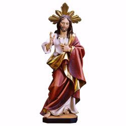 Immagine di Gesù Cristo Redentore con Raggiera cm 10 (3,9 inch) Statua dipinta ad olio in legno Val Gardena