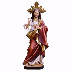 Imagen de Jesús Cristo Redentor con Aureola cm 30 (11,8 inch) Estatua pintada al óleo en madera Val Gardena