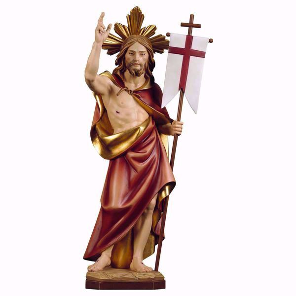 Imagen de Resurrección de Jesús Cristo con Aureola cm 23 (9,1 inch) Estatua pintada al óleo en madera Val Gardena
