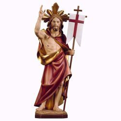 Immagine di Risurrezione di Gesù Cristo con Raggiera cm 30 (11,8 inch) Statua dipinta ad olio in legno Val Gardena