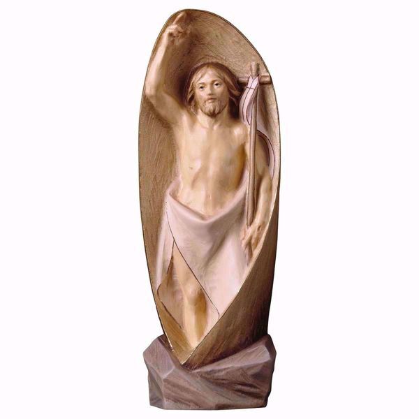 Imagen de Resurrección de Jesús Cristo Estilo Moderno cm 35 (13,8 inch) Estatua pintada al óleo en madera Val Gardena