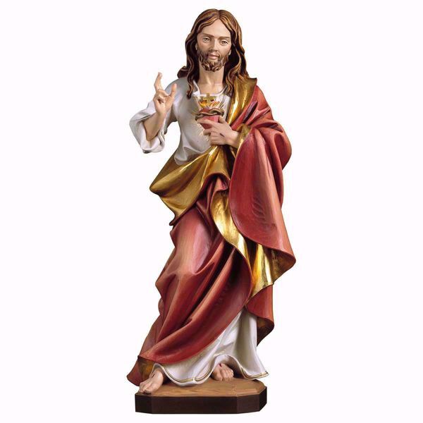 Imagen de Sagrado Corazón de Jesús cm 60 (23,6 inch) Estatua pintada al óleo en madera Val Gardena