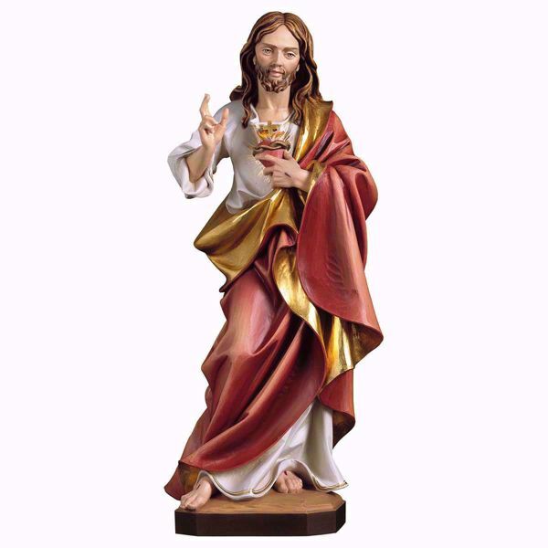 Immagine di Sacro Cuore di Gesù cm 7 (2,8 inch) Statua dipinta ad olio in legno Val Gardena