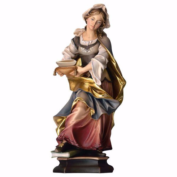 Imagen de Estatua Santa Úrsula de Colonia con barco cm 30 (11,8 inch) pintada al óleo en madera Val Gardena